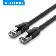 Cabo Ethernet Vention Cat8 - 3m - Velocidade de 40Gbps - Largura de banda de 2000MHz - Baixa latência - Conectores niquelados - Preto