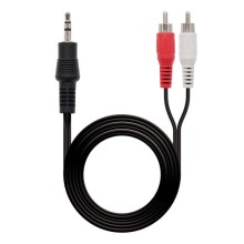 Cabo de áudio estéreo Nanocable, conector macho de 3,5 mm para 2 conectores RCA macho, 1,50 m - Preto