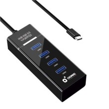 Cabo USB Tipo C Cromad - 30 cm de comprimento - Velocidade de transferência de 5 Gbps - 4 portas USB 3.0 - Não requer instalação - Compatível com todos os sistemas operacionais - Preto