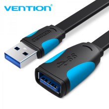 Cabo de extensão plano Vention USB 3.0 macho para USB fêmea - 1 m - Preto e azul